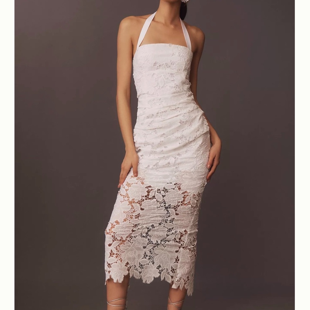 Delfi Collective Galina Halter Lace Eyelet Midi Dress